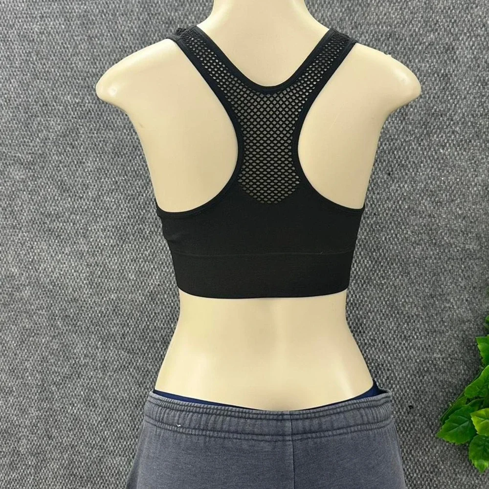 PINK Victoria's Secret Black Mesh Racerback Lightly Lined Sports Bra Large